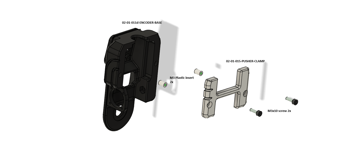 The encoder base and the part PUSHER-CLAMP