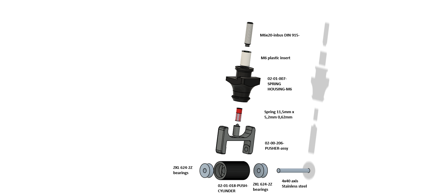 Exploded view of the pressure mechanism
